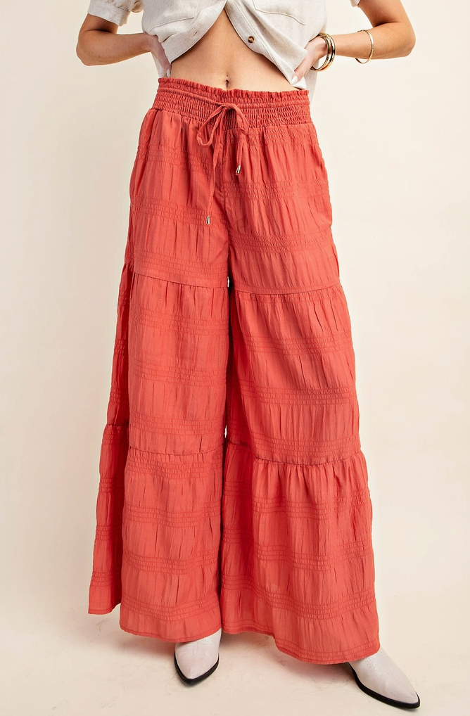 Smocked Wide Leg Pants