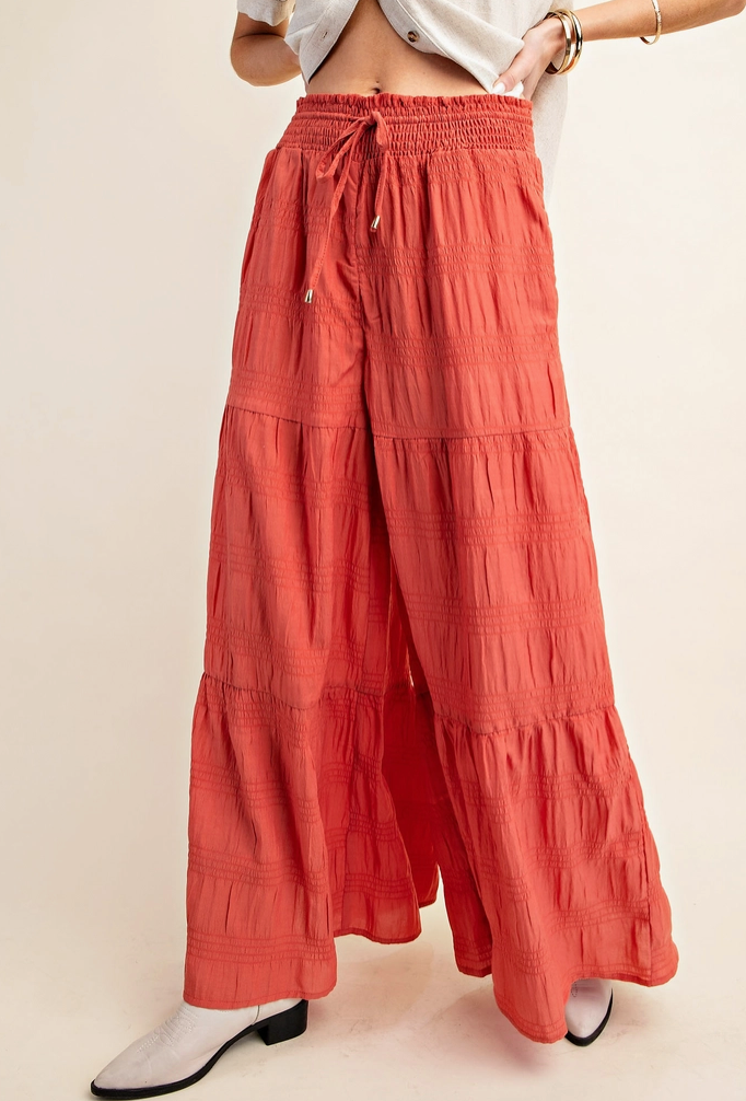 Smocked Wide Leg Pants