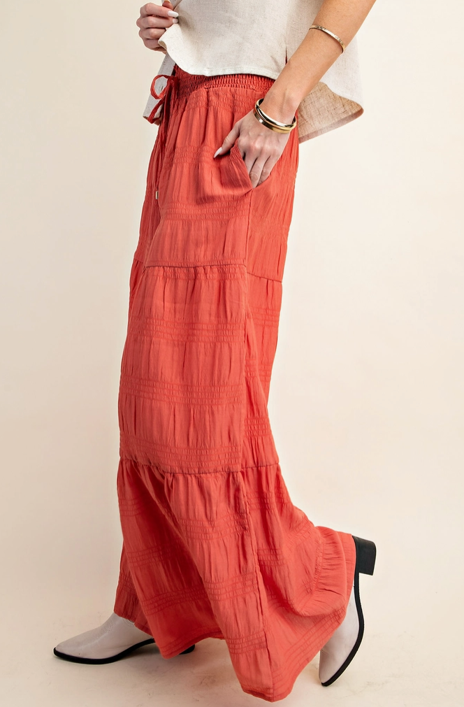 Smocked Wide Leg Pants