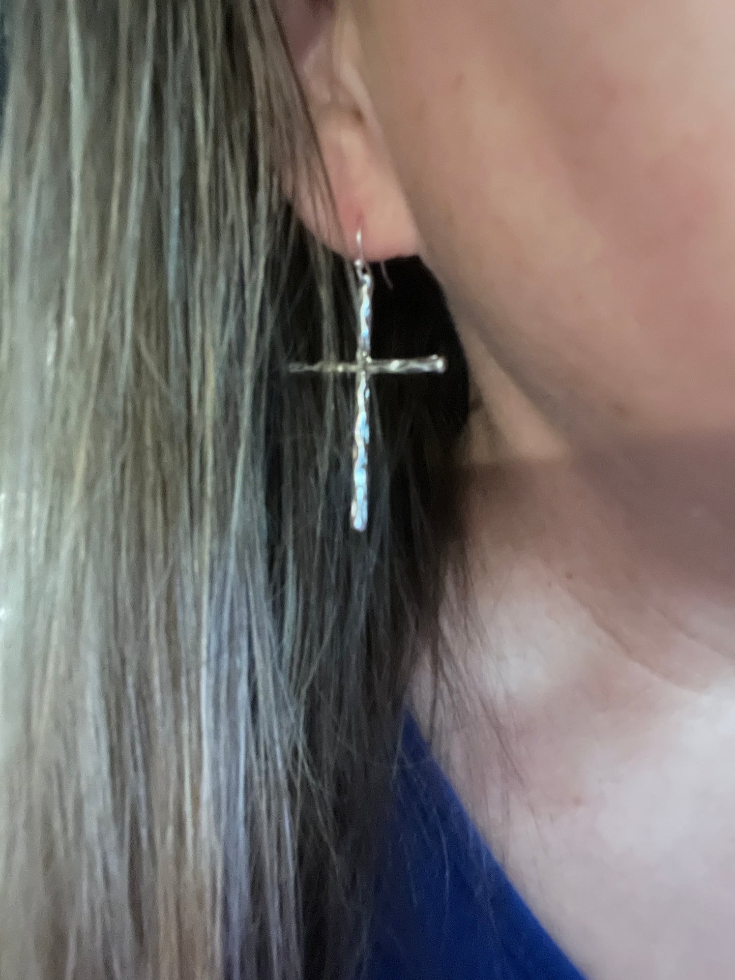 Hammered Cross Earrings