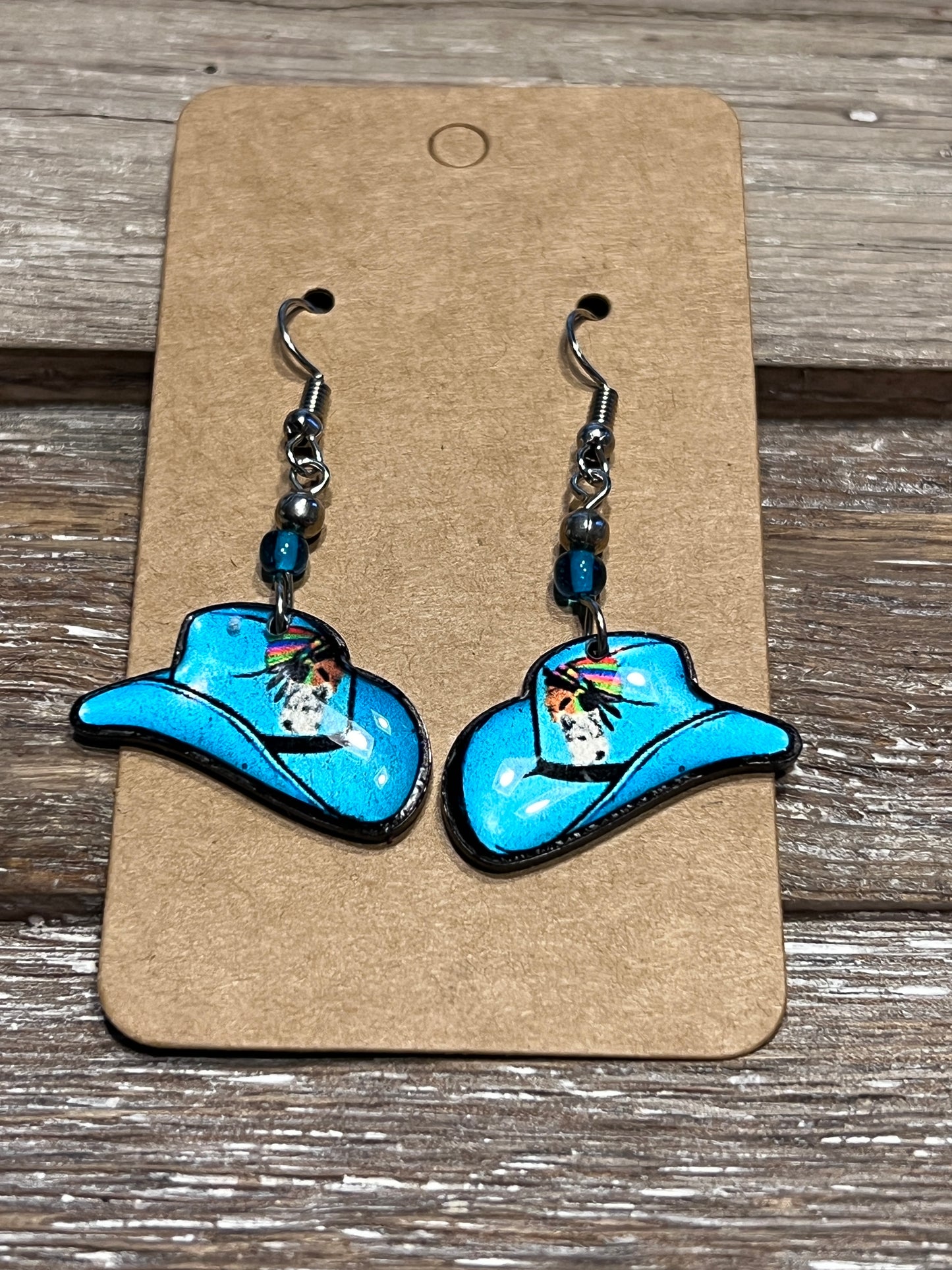Handpainted Cowboy Hat Earrings