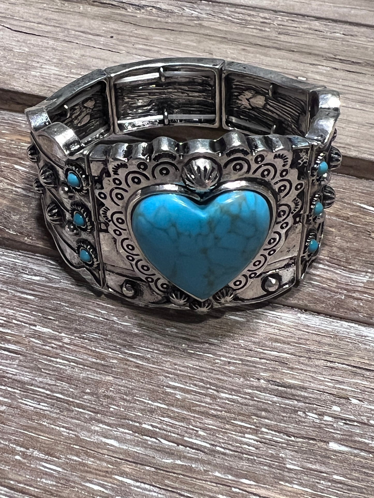 Turquoise Heart Statement Bracelet