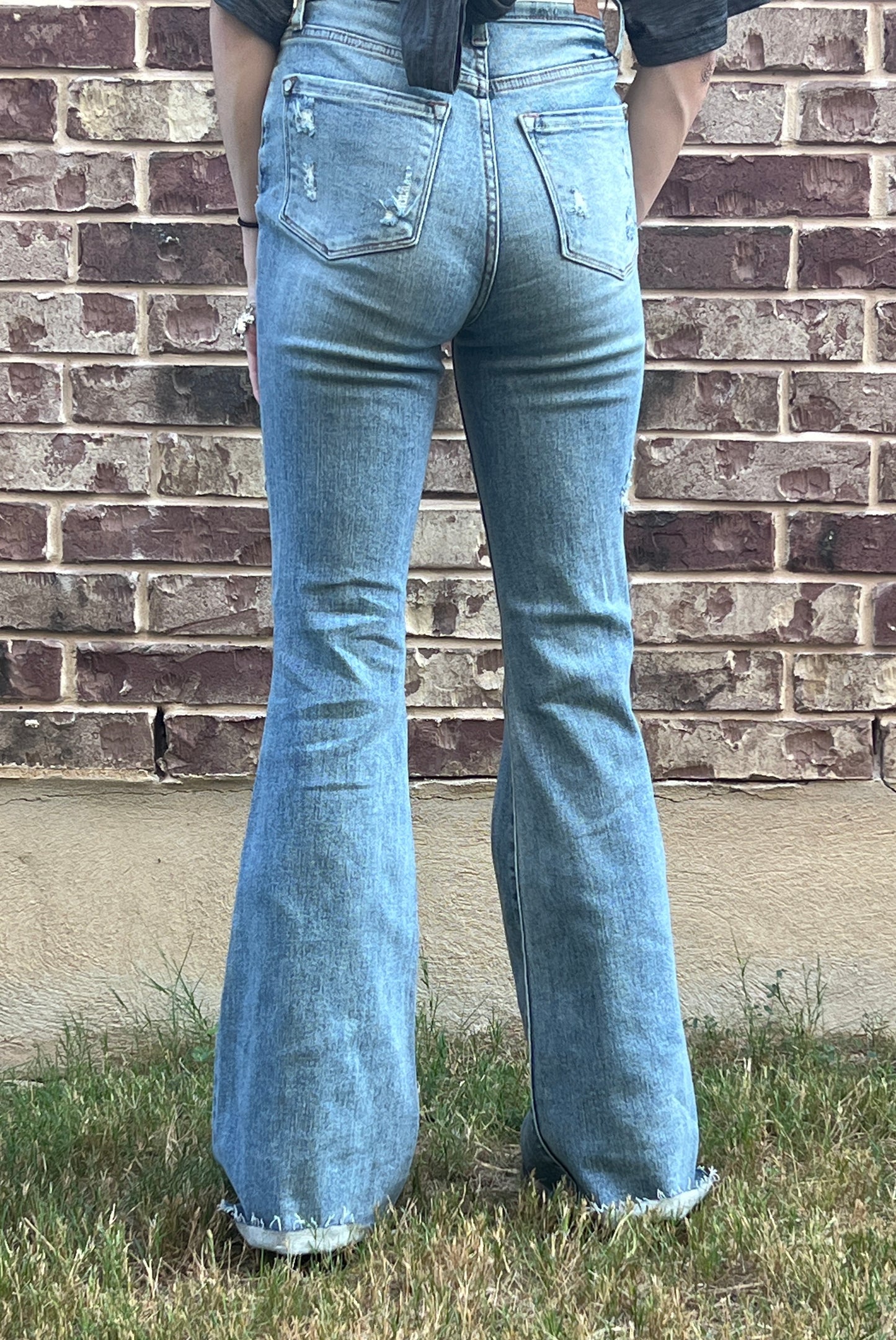 Heavy Destroy Flare Jeans- Judy Blue
