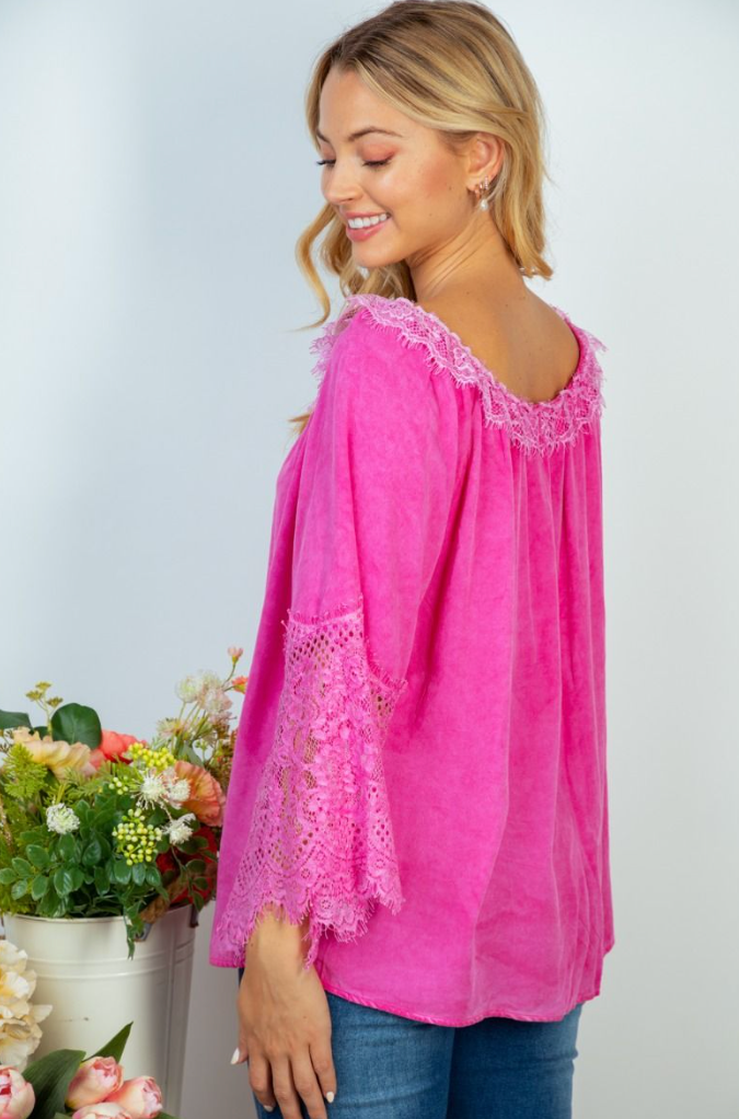 Hot Pink Lace Queen Top