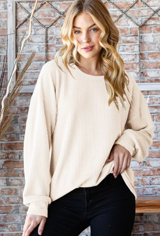 Solid Urban Ribbed LS Top