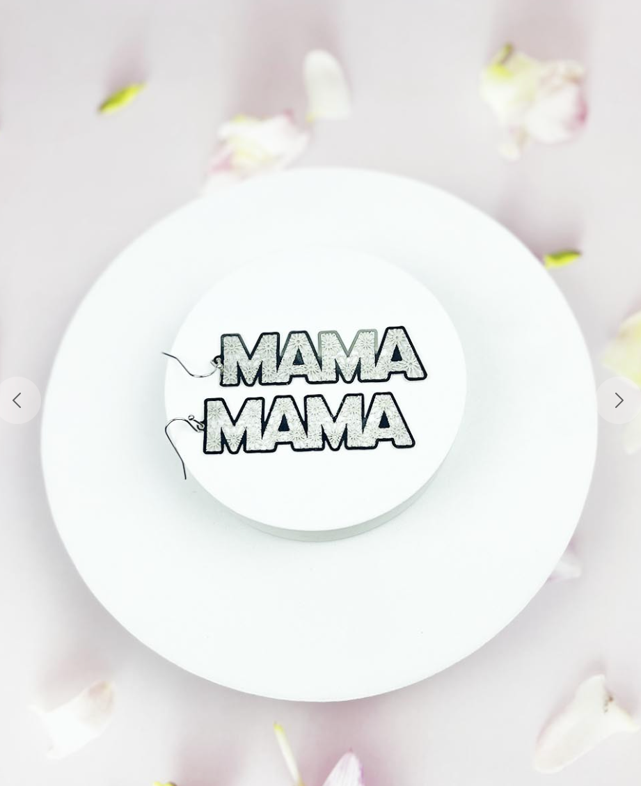 MAMA Letter Drop Filigree Hook Earring
