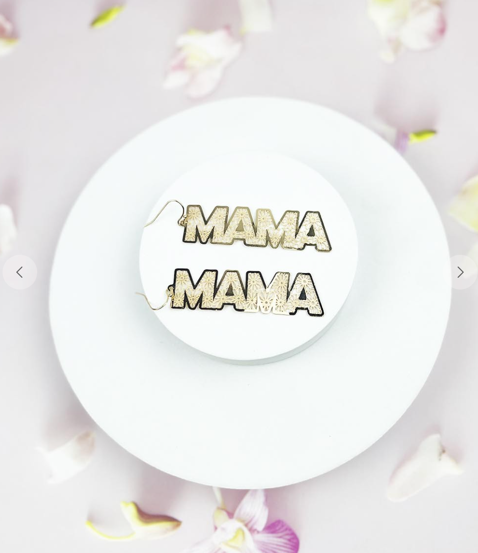 MAMA Letter Drop Filigree Hook Earring