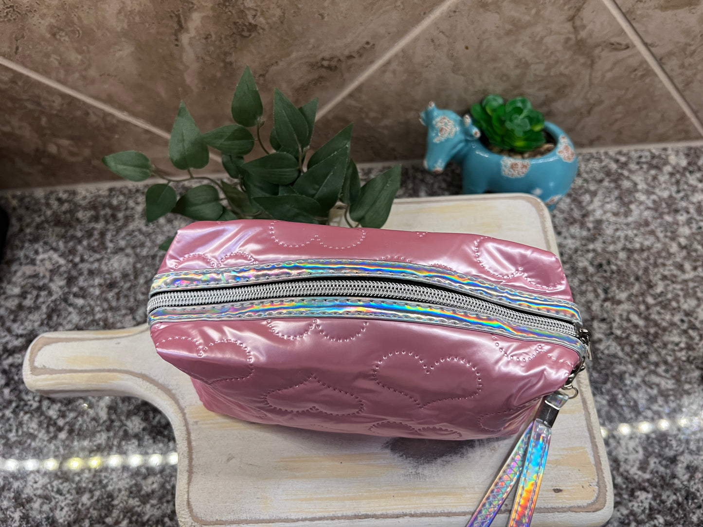 Soft Puffy Heart Wristlet Pouch