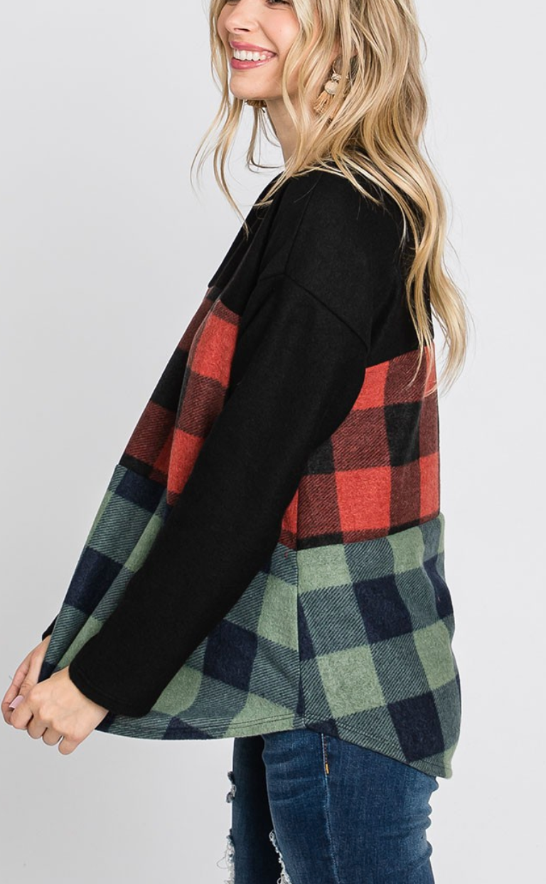 Plaid Color Block Top