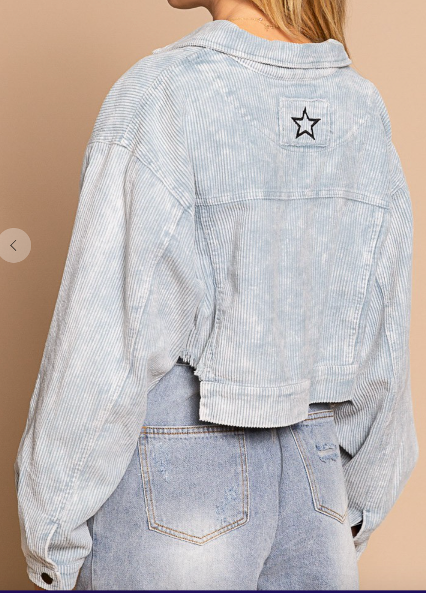 Baby Blue Cropped Jacket