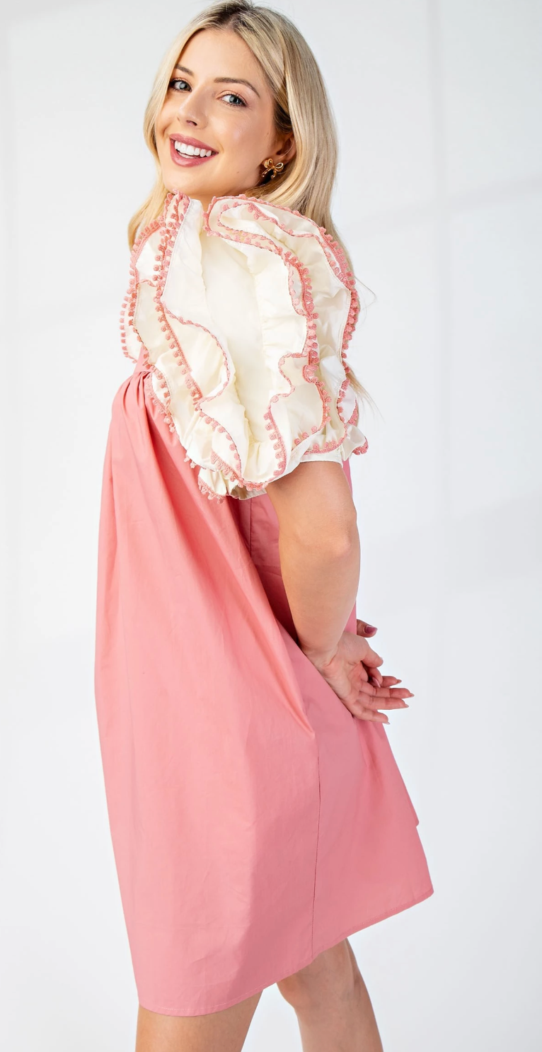 Pom Pom Sleeve Dress