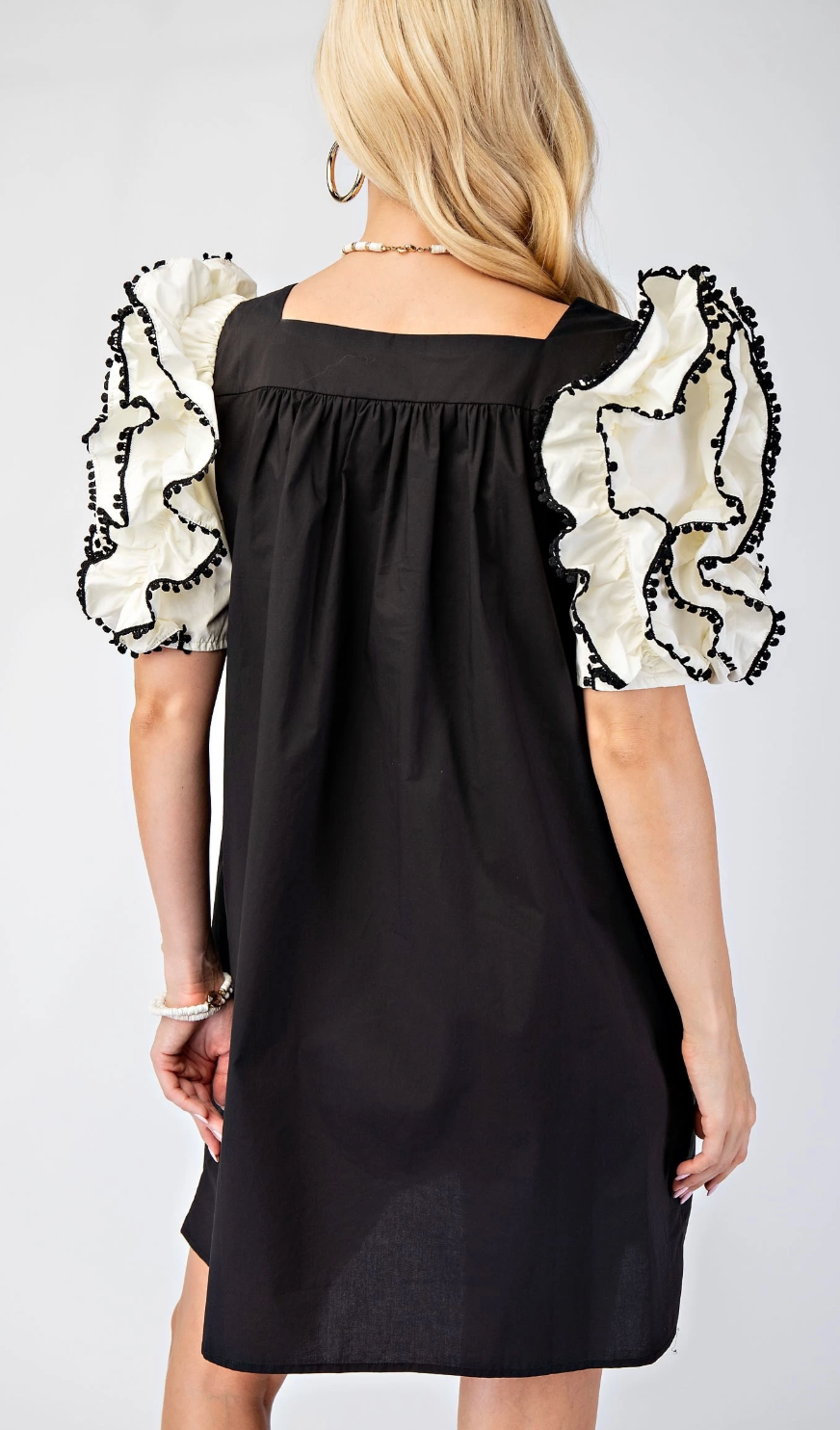 Pom Pom Sleeve Dress