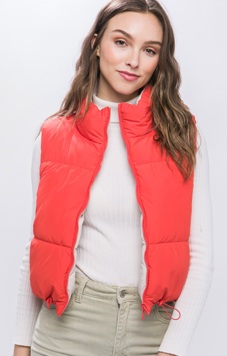 Woven Reversible Puffer Vest