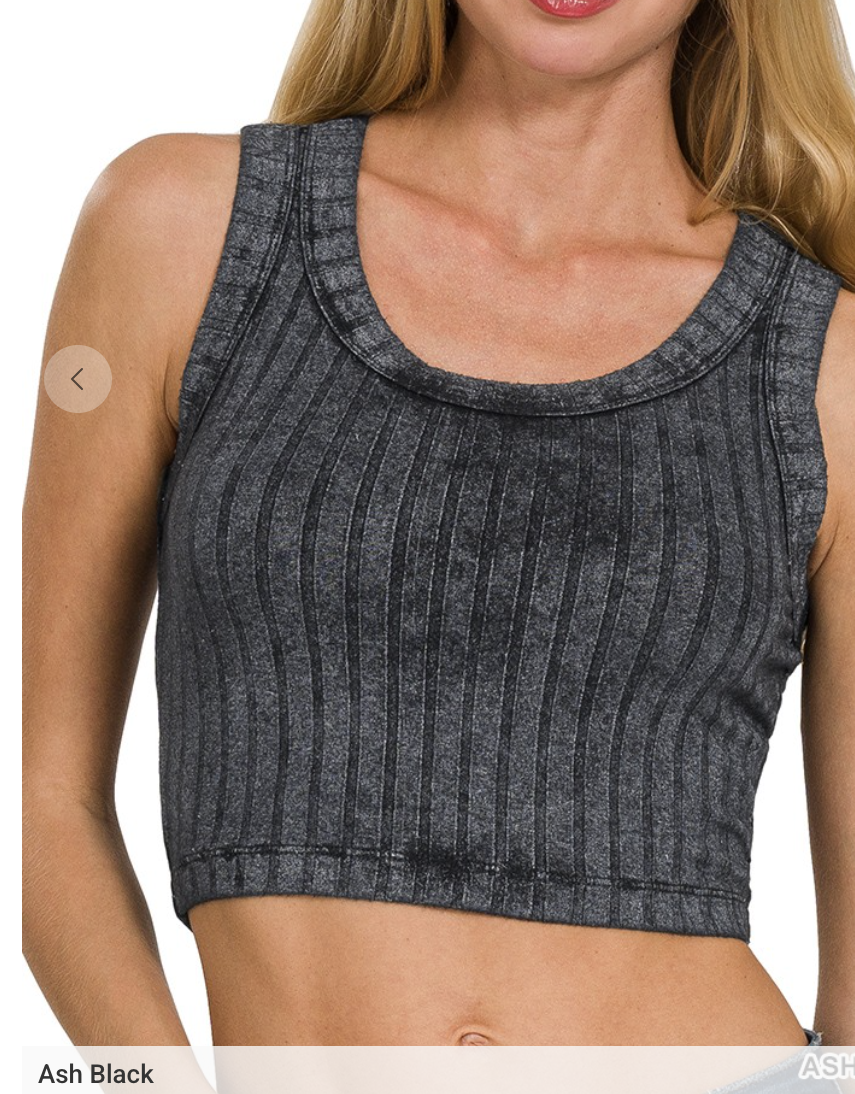 Ribbed Scoop Neck Crop Tank