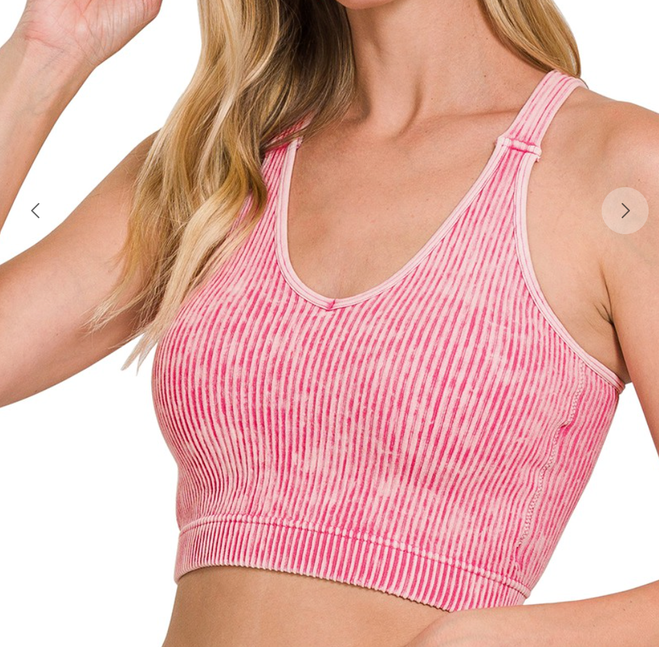 Ribbed Cropped Bra Padded Tank Top