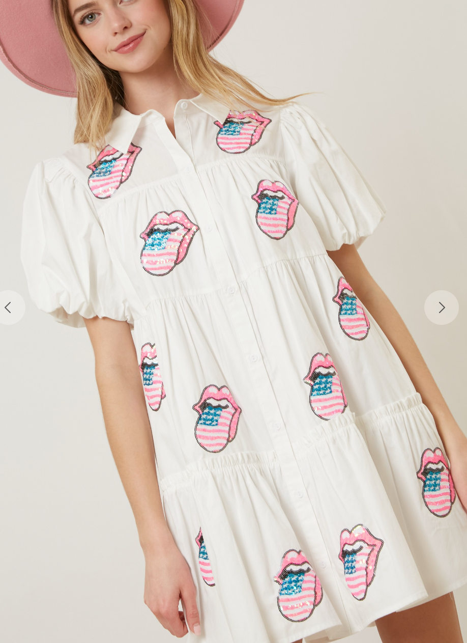 Rolling Stones Poplin Tiered Dress