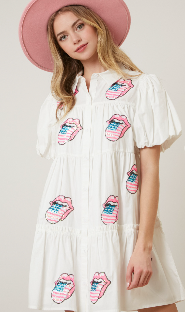 Rolling Stones Poplin Tiered Dress