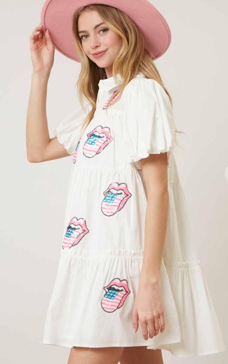 Rolling Stones Poplin Tiered Dress