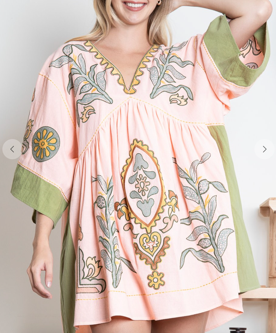 Boho Embroidered Babydoll Dress