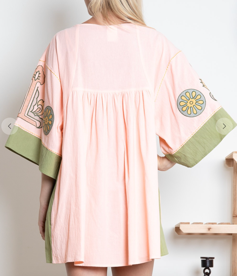 Boho Embroidered Babydoll Dress