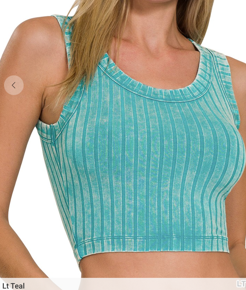 Ribbed Scoop Neck Crop Tank
