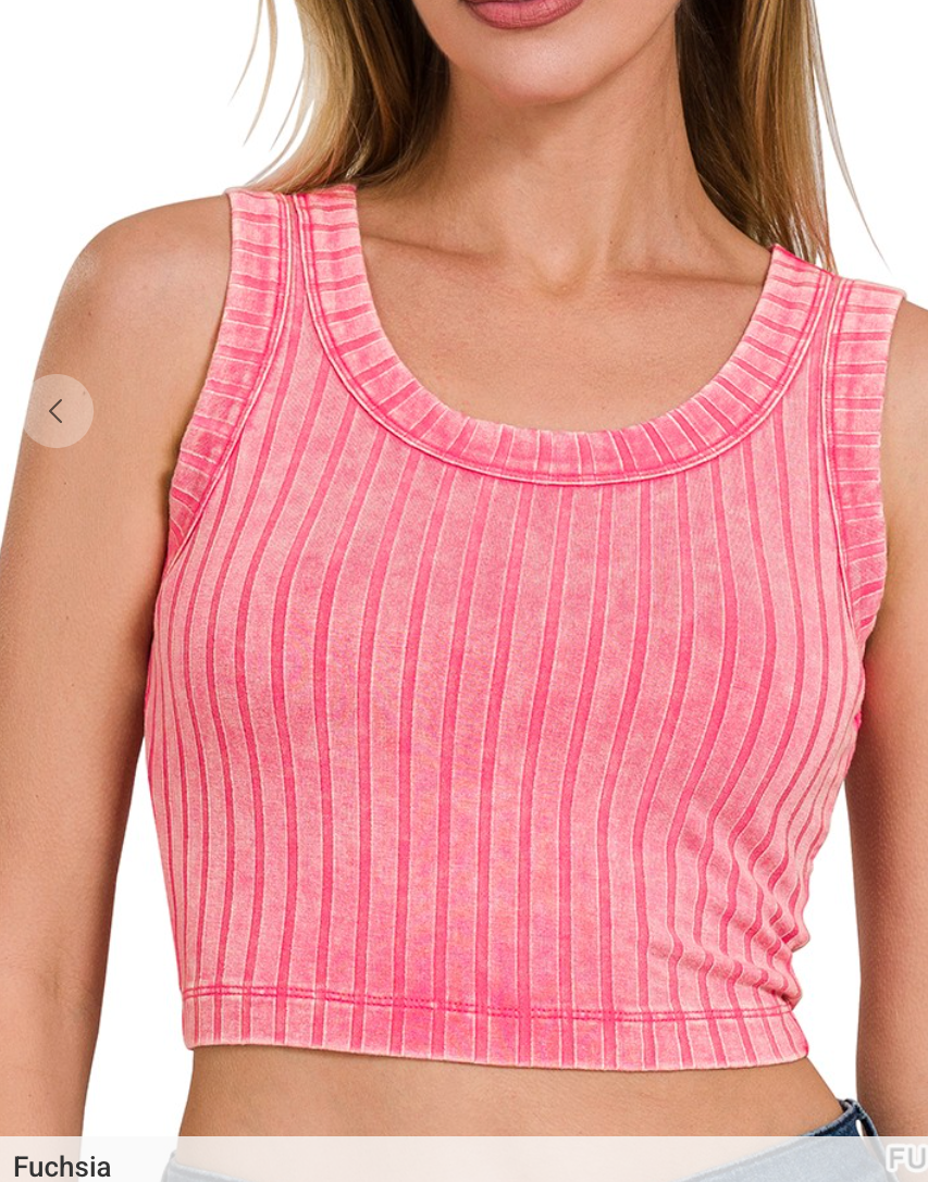 Ribbed Scoop Neck Crop Tank