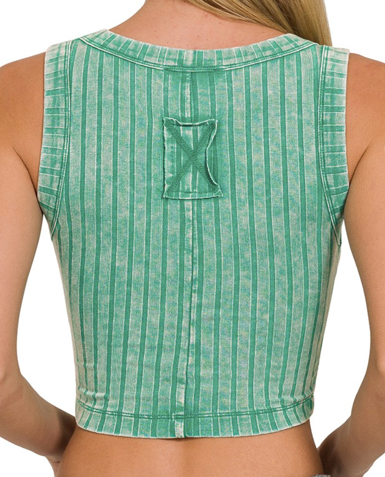 Ribbed Scoop Neck Crop Tank