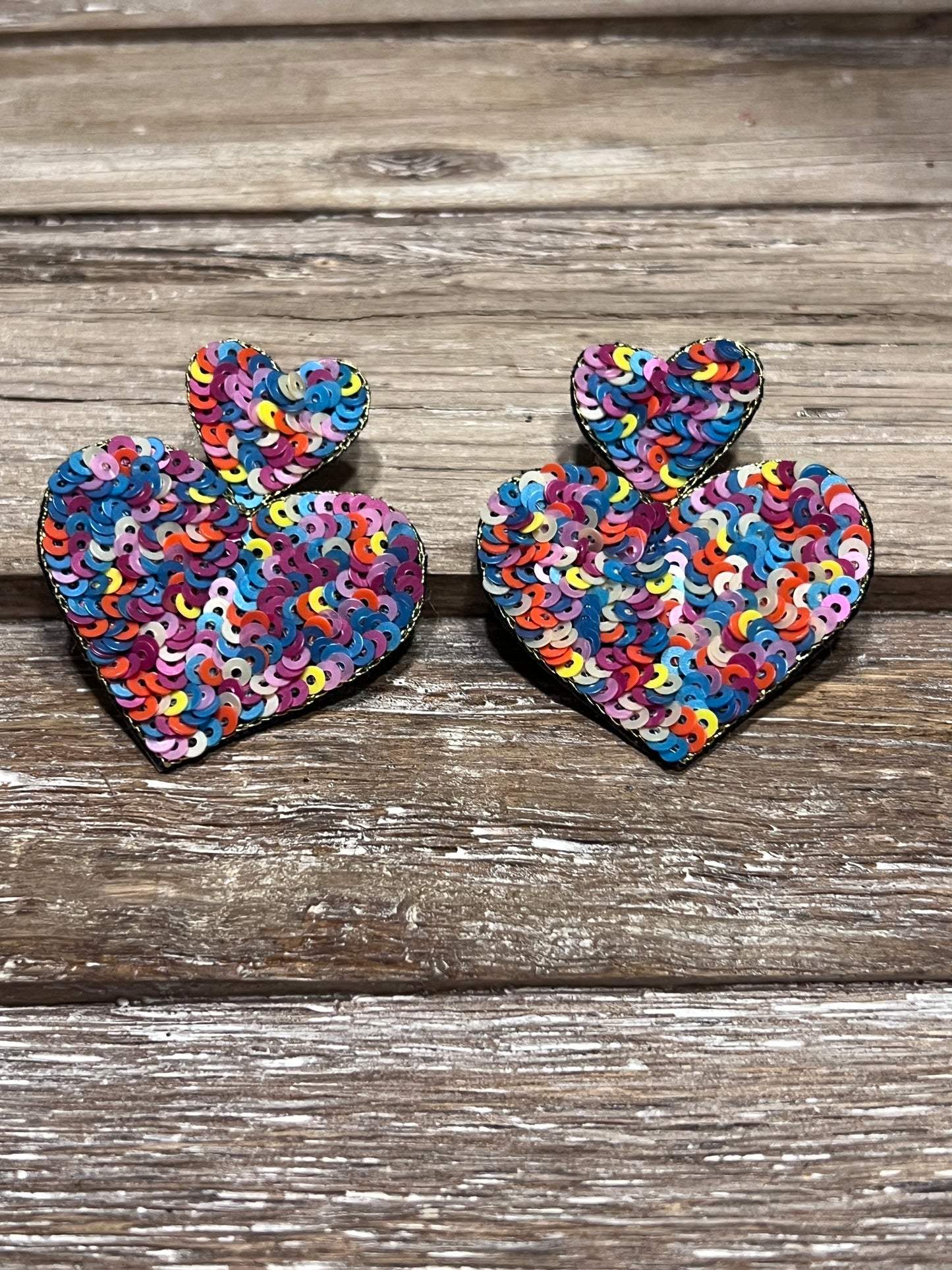 Sequin Heart Earrings