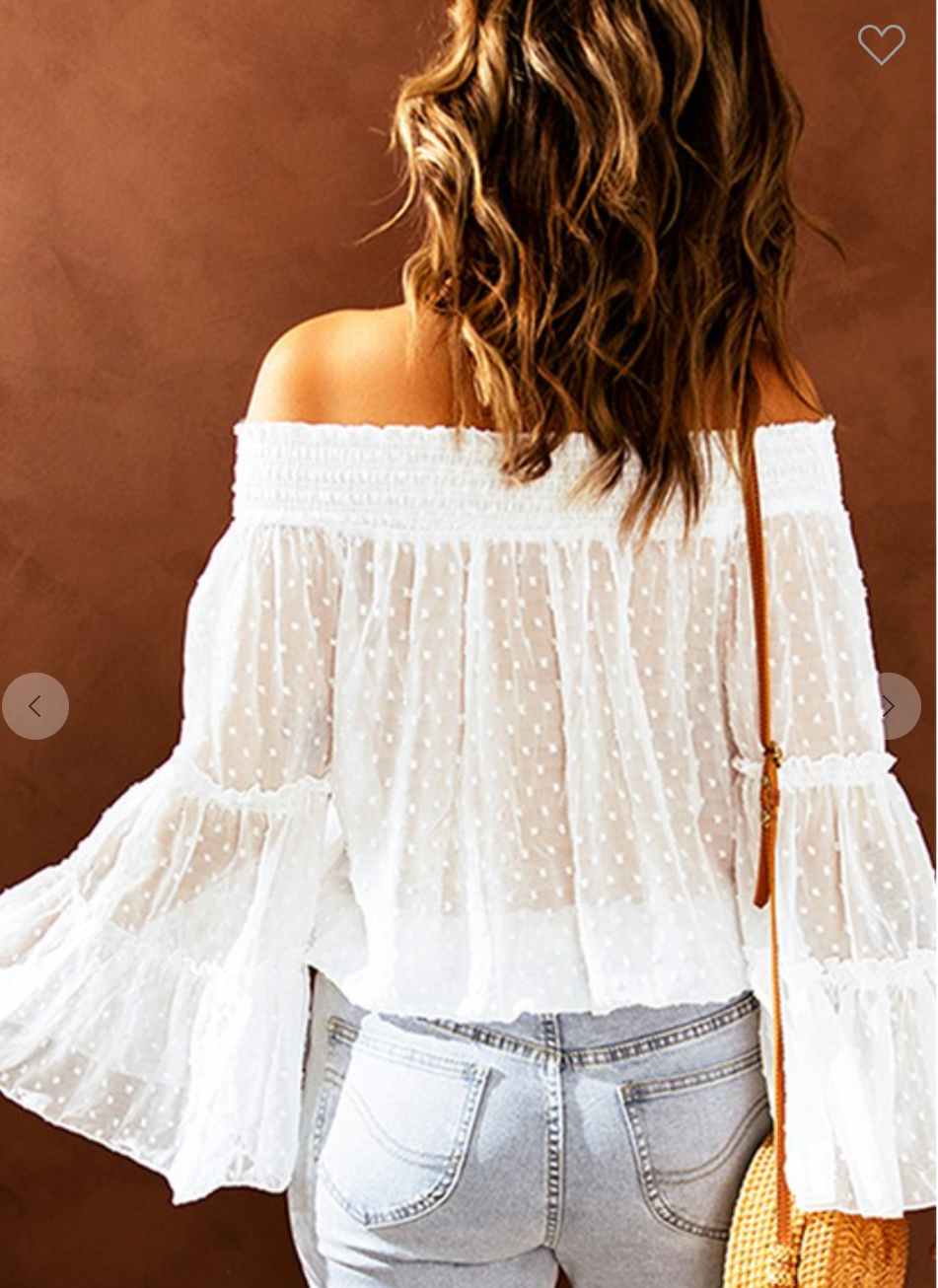 Swiss Dot Off The Shoulder Top