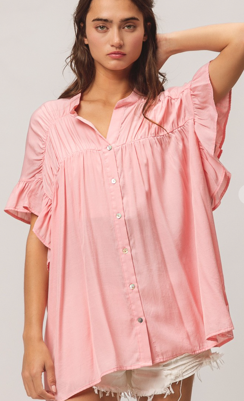 Silky Shirred Shirt