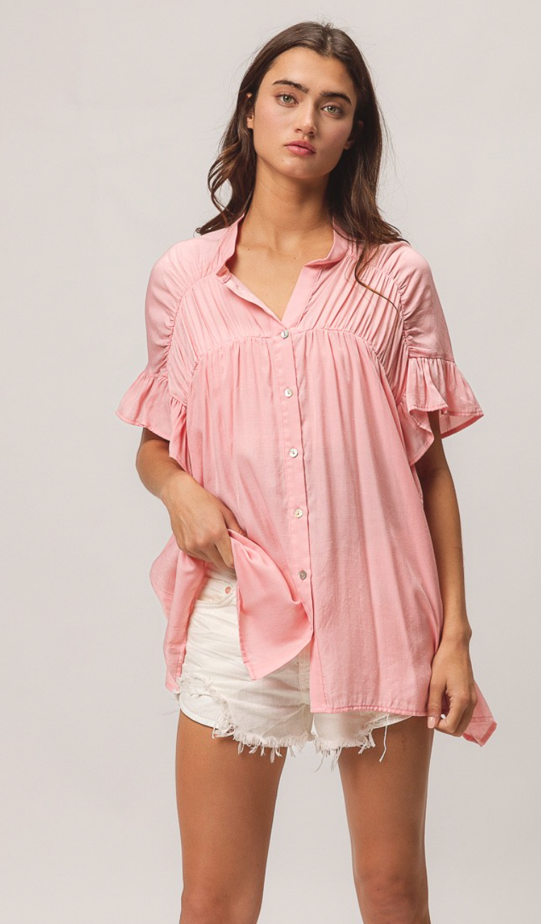 Silky Shirred Shirt