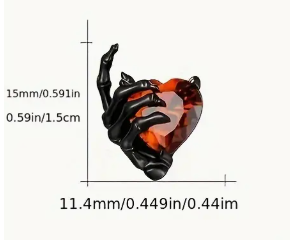 Black Skeleton Heart Earrings