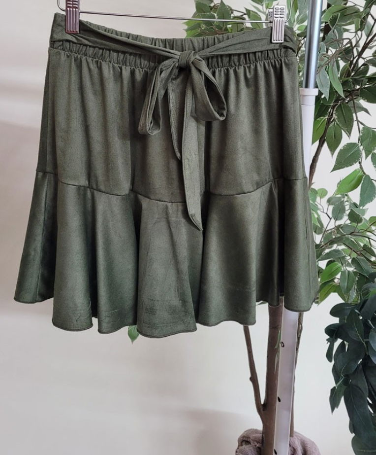 Suede Tiered Skort