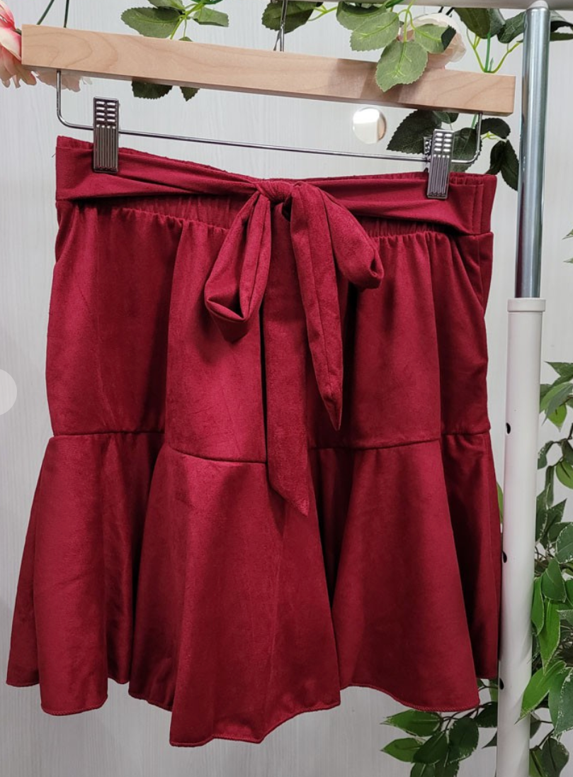 Suede Tiered Skort