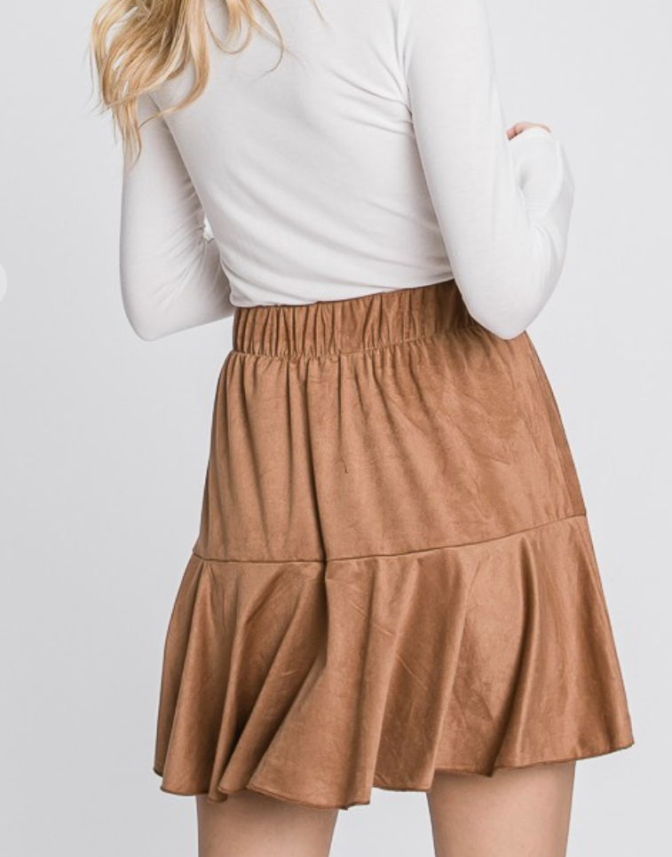 Suede Tiered Skort