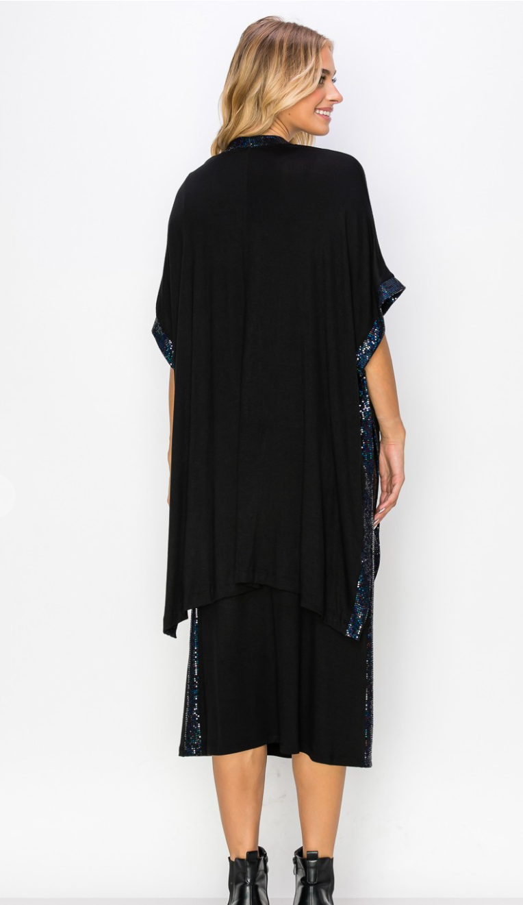 Black Bling Slit Kimono