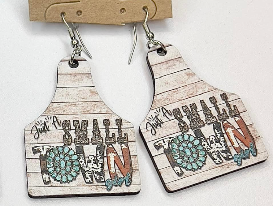 Cow Ear Tag Earrings