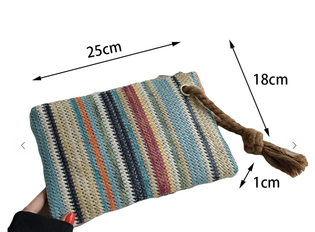 Multi Colored Tassel Straw Bag