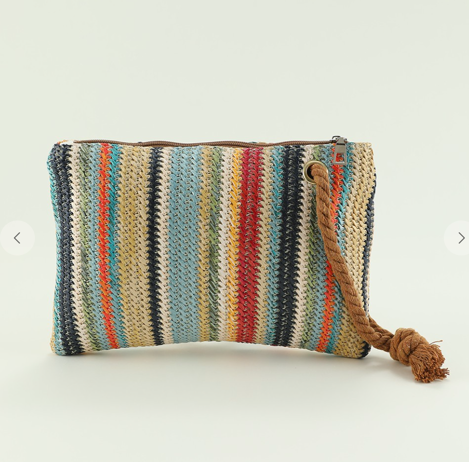 Multi Colored Tassel Straw Bag