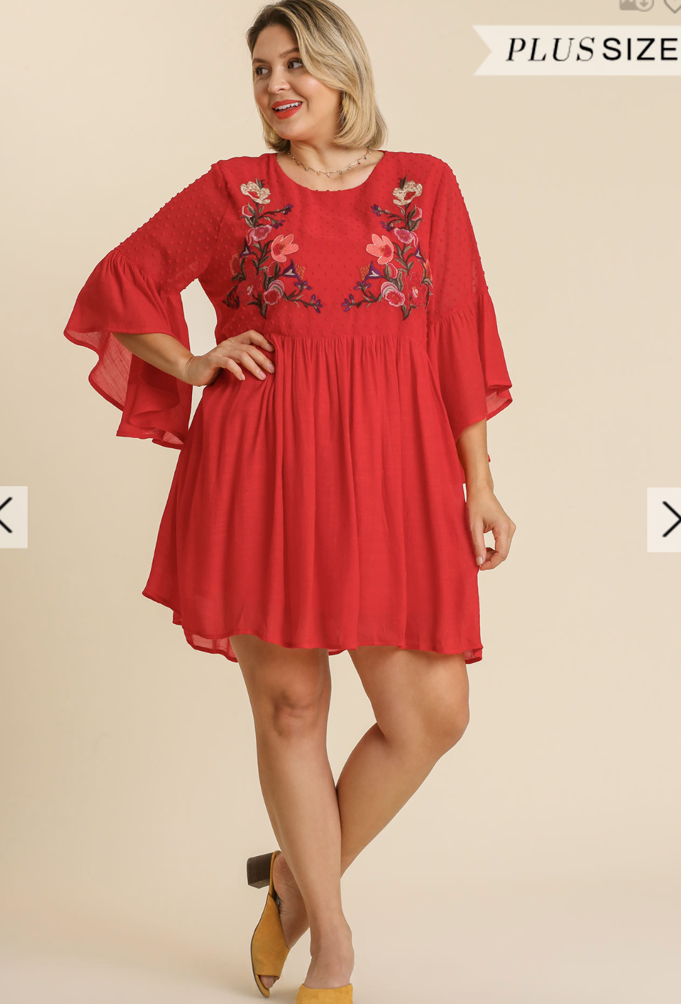Strawberry Red Embroidered Dress