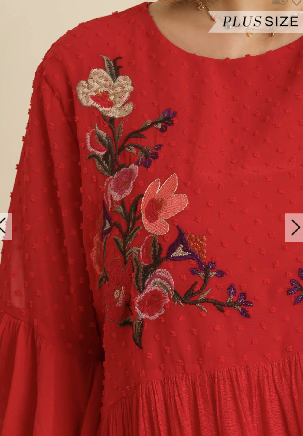 Strawberry Red Embroidered Dress