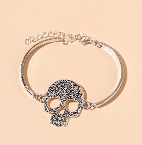 Silver Sugar Skull Bracelet