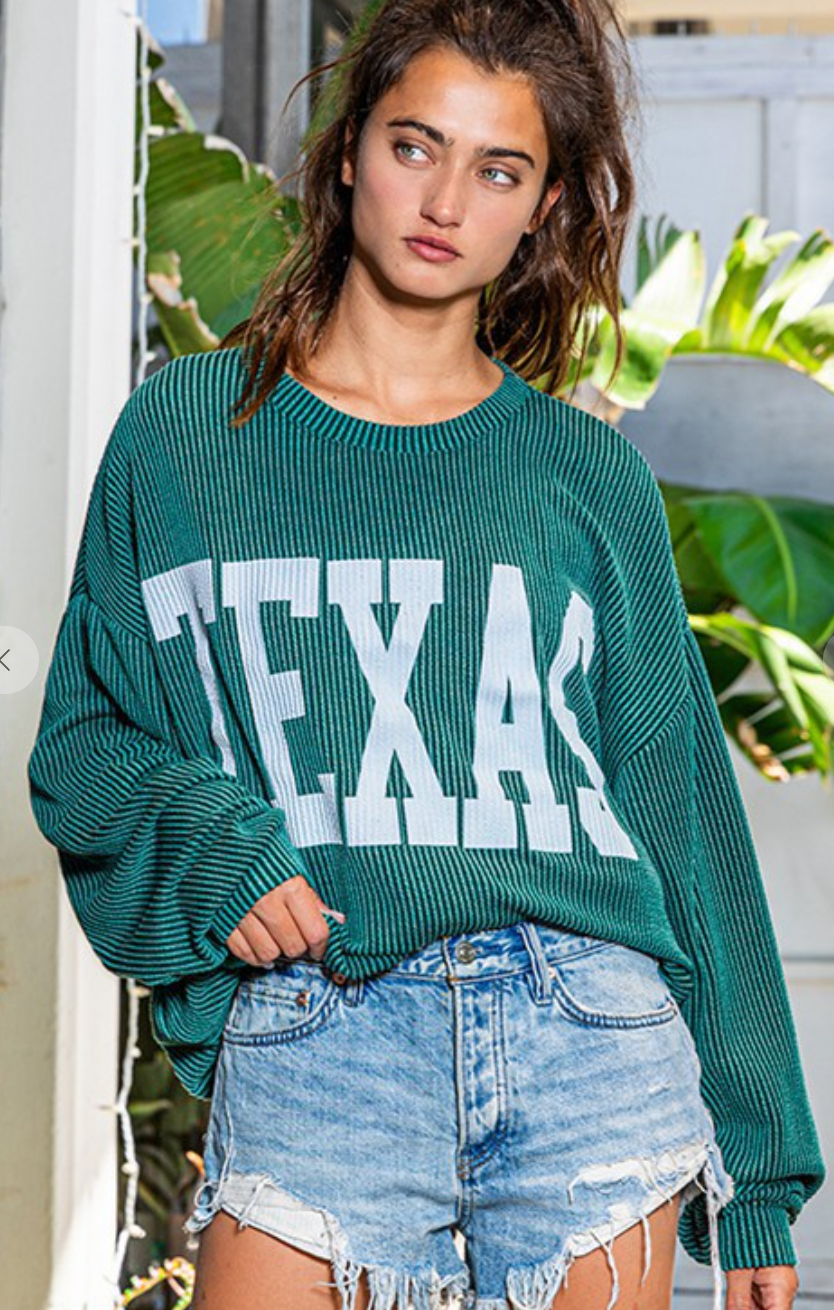 Texas Ribbed Long Sleeve Top