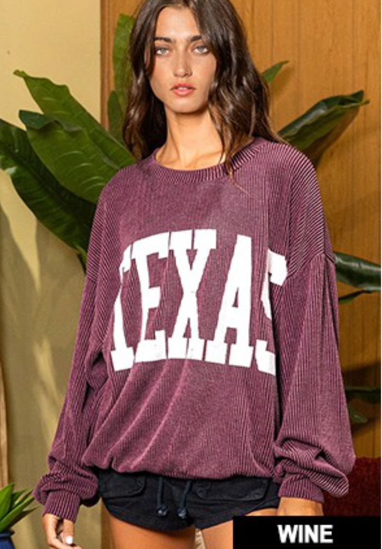 Texas Ribbed Long Sleeve Top