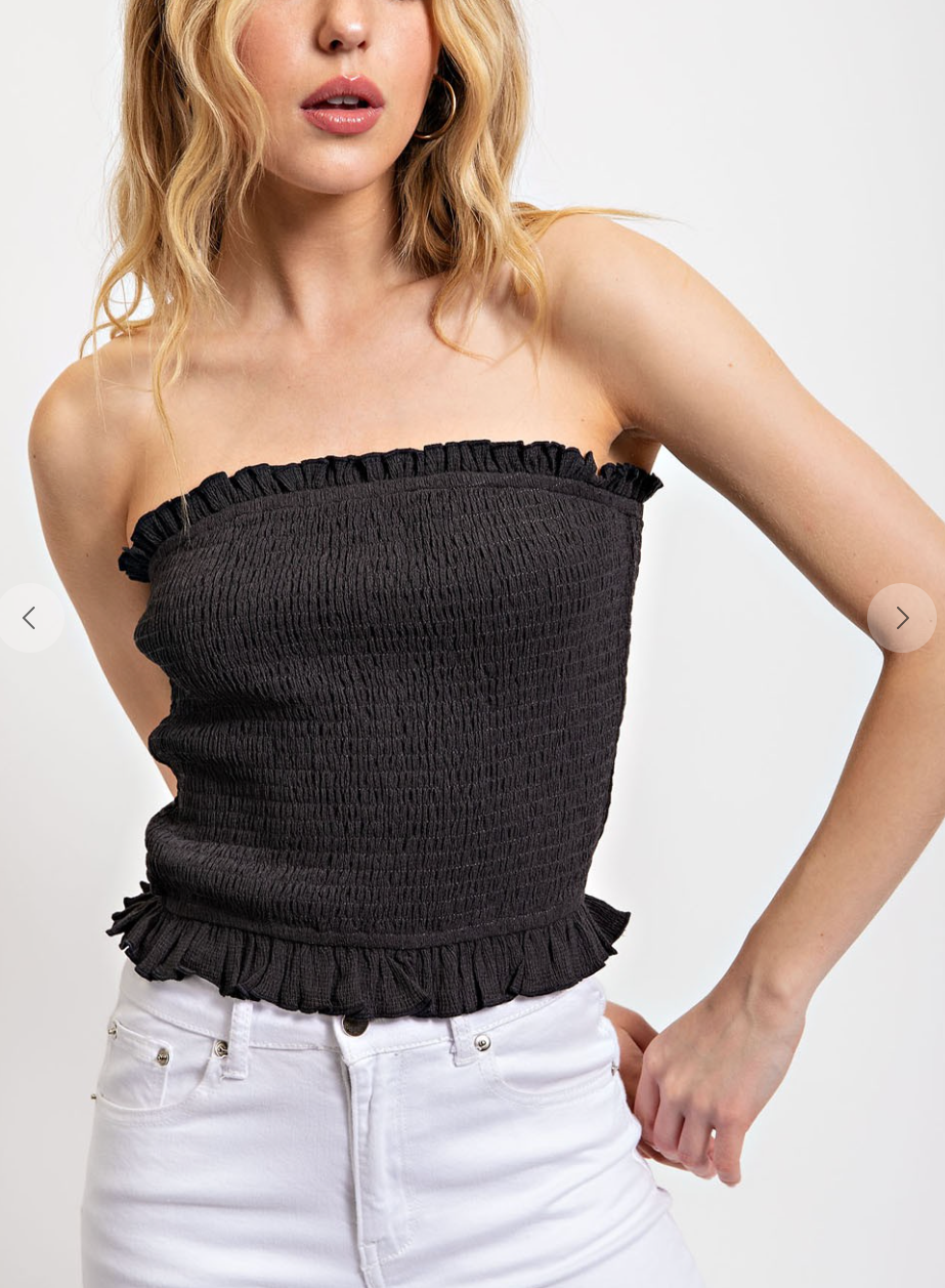 Smocked Ruffle Trim Top