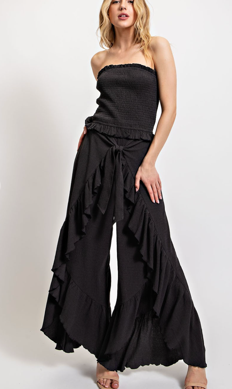 Smocked Ruffle Trim Top