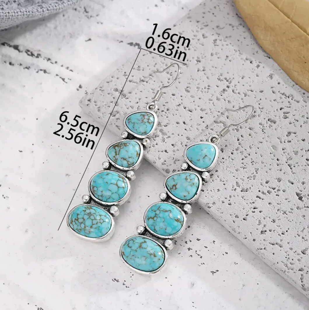 Turquoise Stone Dangle Earrings