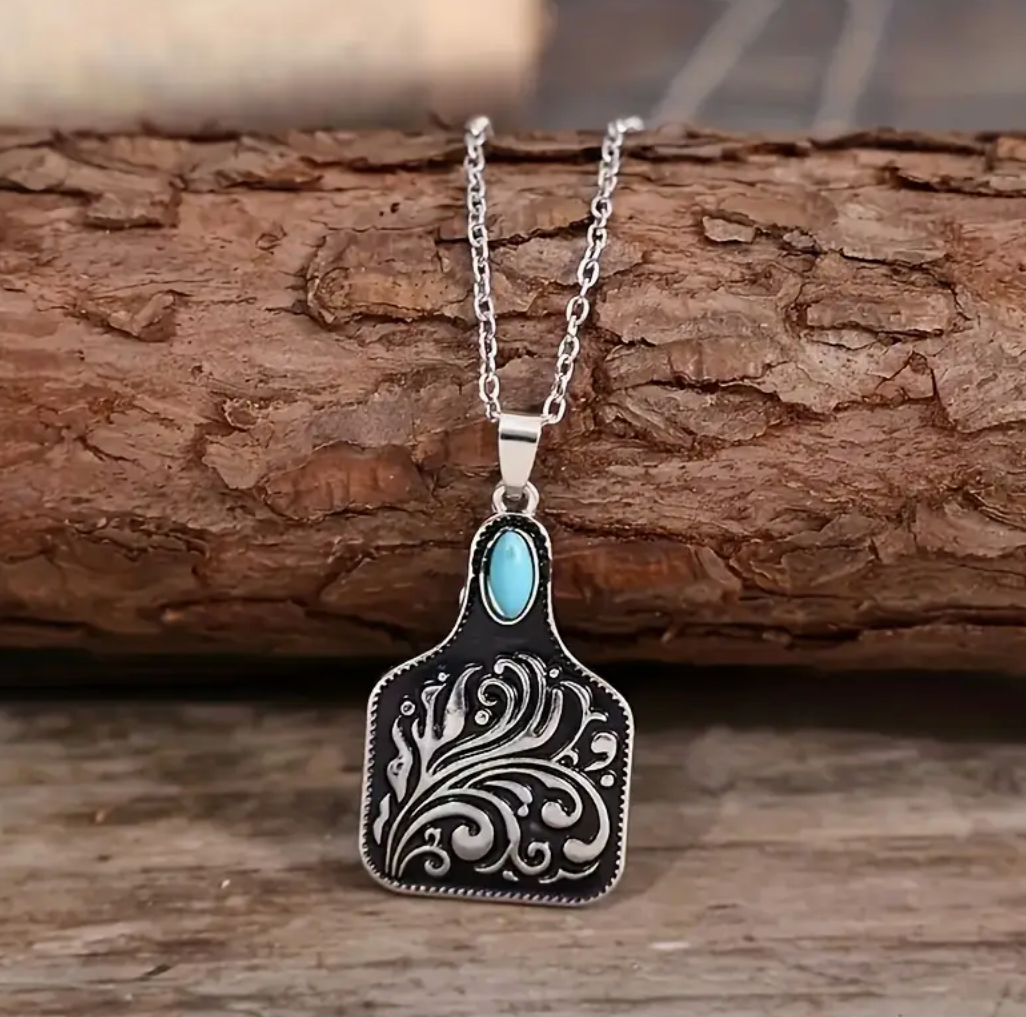 Turquoise Stone Eartag Necklace