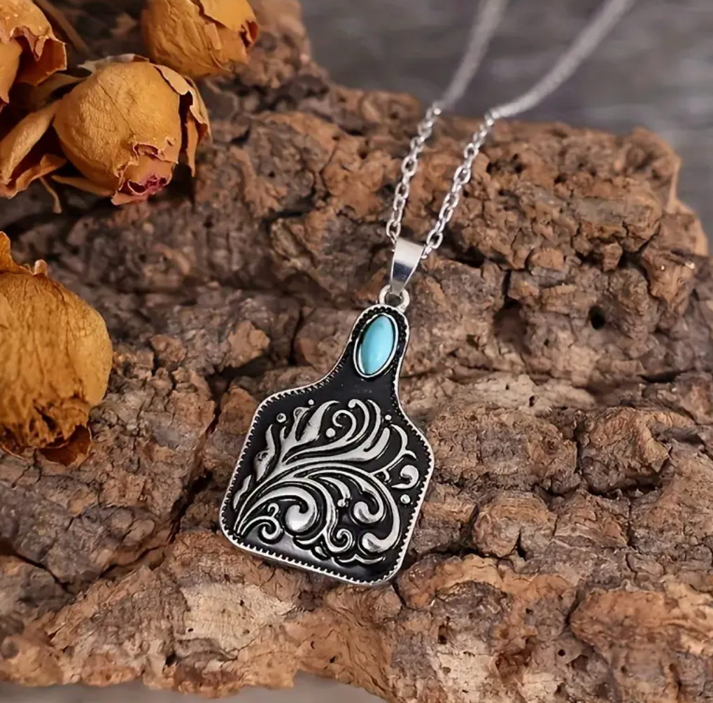 Turquoise Stone Eartag Necklace