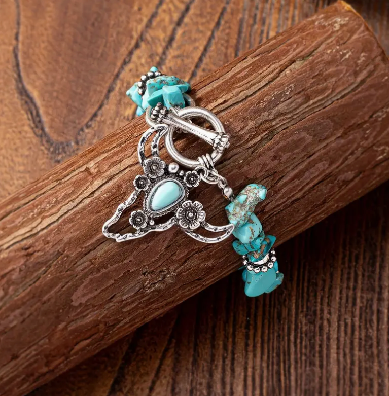 Turquoise Steer Head Bracelet